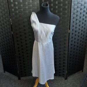 Banana Republic Blue White Stripe One Shoulder Dress Size 10